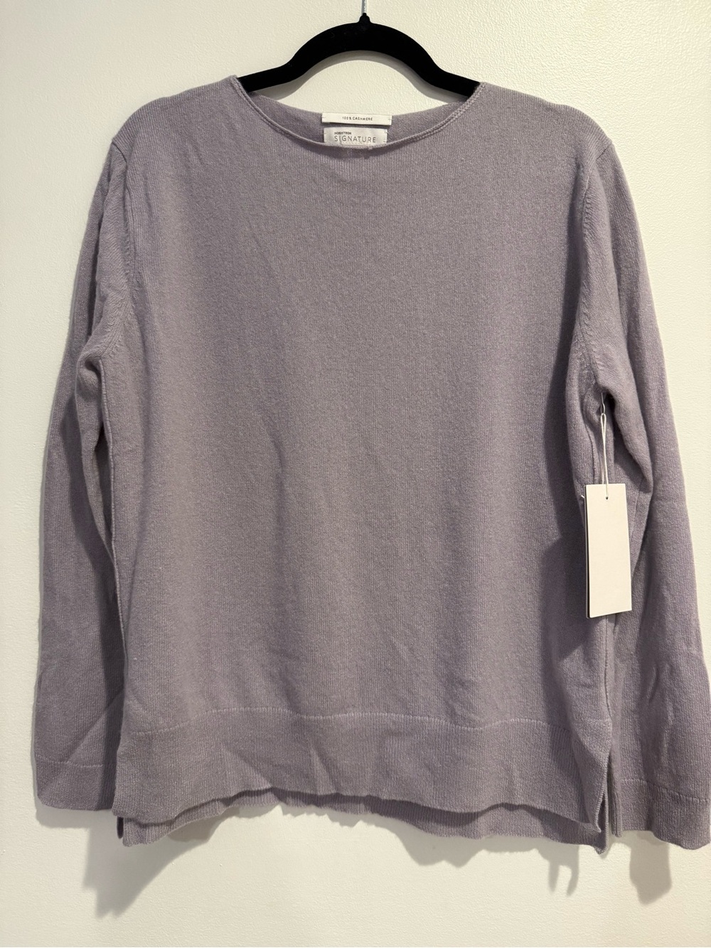 NWT Nordstrom Signature 100% Cashmere Purple Long Sleeve Pullover Sweater Sz M